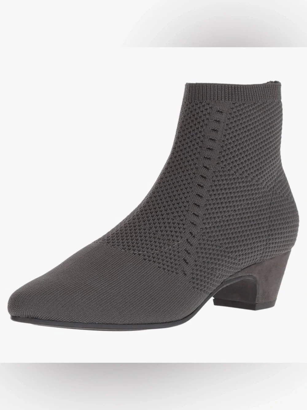 Eileen Fisher Purl Knit Pointed Toe Ankle Boot Booties in Charcoal Gray NEW 7.5